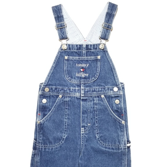 Vtg Tommy Hilfiger Bib Denim Jean Long Overalls - Picture 3 of 8